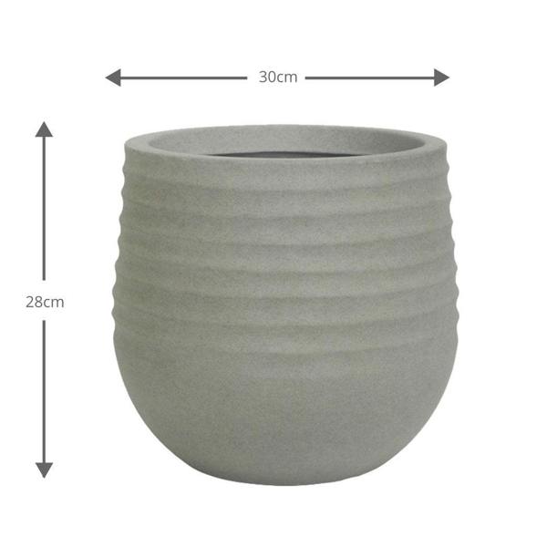 Oslo Grey Rippled Plant Pot 30 x 28cm, 16L