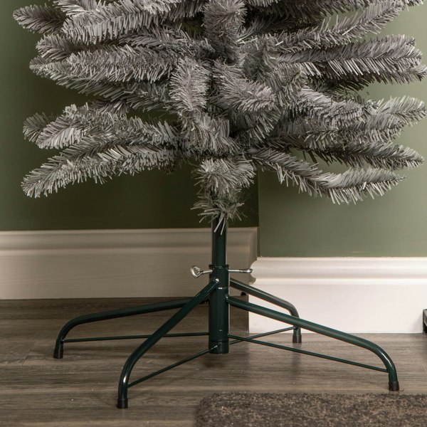 Samuel Alexander 8ft (2.4m) Grey Artificial Pencil Christmas Tree With Green Metal Stand and 460 Tips