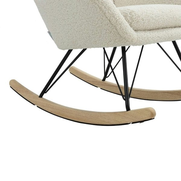 Modern Faux Wool Rocking Chair Upholstered Beige Rocking Chairs Living and Home