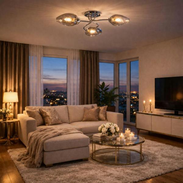 Pagazzi Lighting Lina 3-Light Chrome Flush Ceiling Light