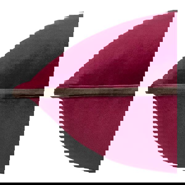 Furn Meridian Velvet Cushion Cover - Cranberry/Mocha - 