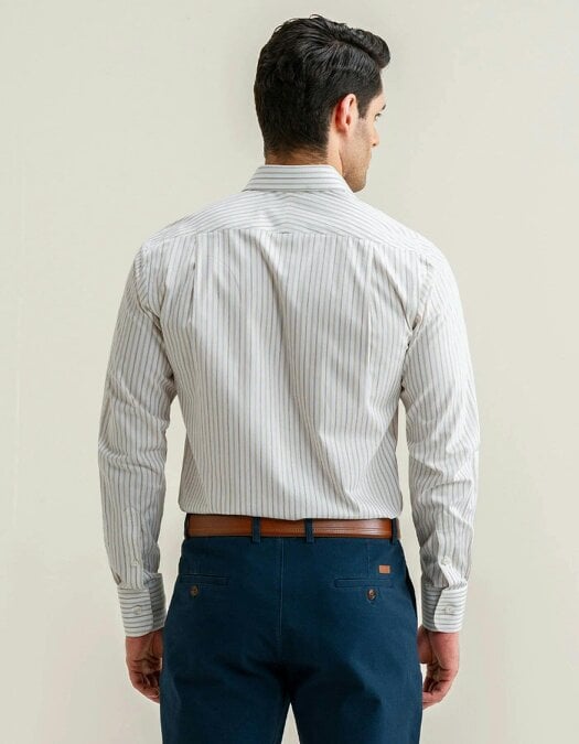 Men's Striped Twill Dress Shirt – Fawn