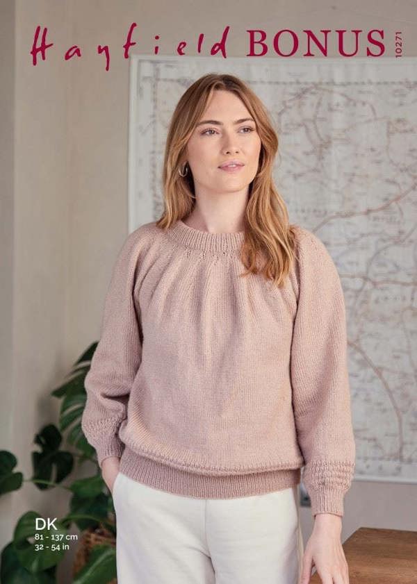 Hayfield Bonus DK Knitting Pattern 10271, Sweaters for Women, 32 - 54 Inches