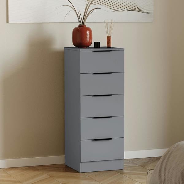 Vida Designs Trega 5 Drawer Narrow Chest, Black