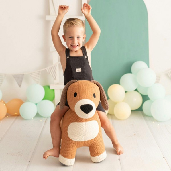CROCHETTS Large dog plush with auxiliary seat for children 4048