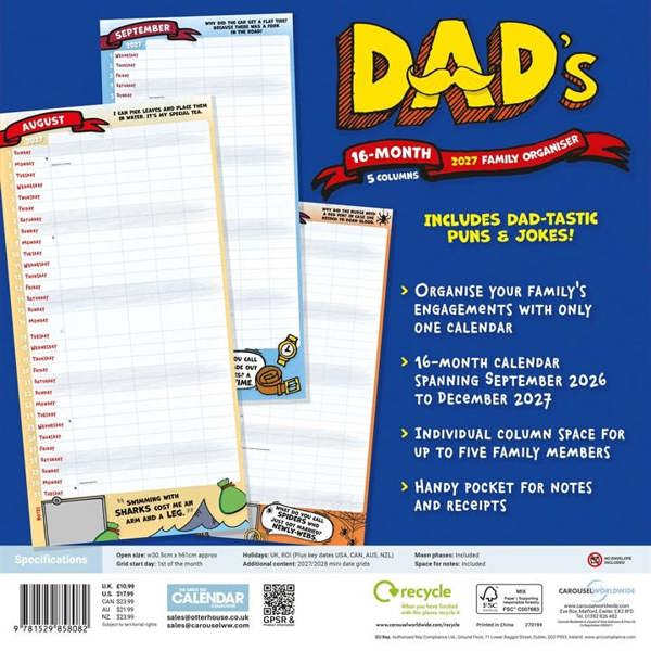 Dad's Family Organiser 2026 - 2027, Family Planners, Month To View, Humour, Gift