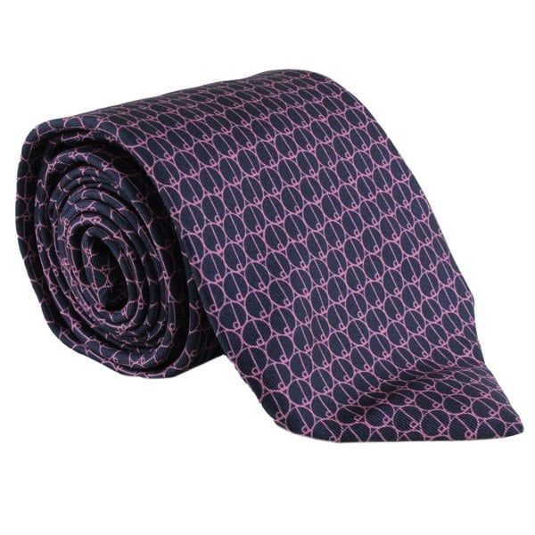 Dunhill luxurious mulberry silk tie in a repeat d logo print