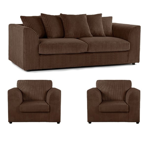 Furnishings For Less Luxor Full Jumbo Cord 3 Seater and 2 x Armchairs - Scatter Back