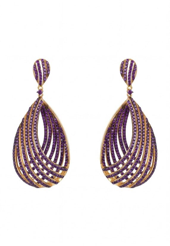 Latelita Vortex Teardrop Earrings Amethyst Purple Gold