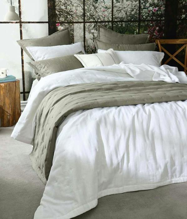 M.M Linen Laundered Linen White Bedspread Set