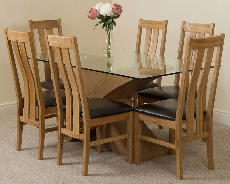 That's Furniture Valencia Oak Small Glass Dining Table & Princeton Oak Chairs