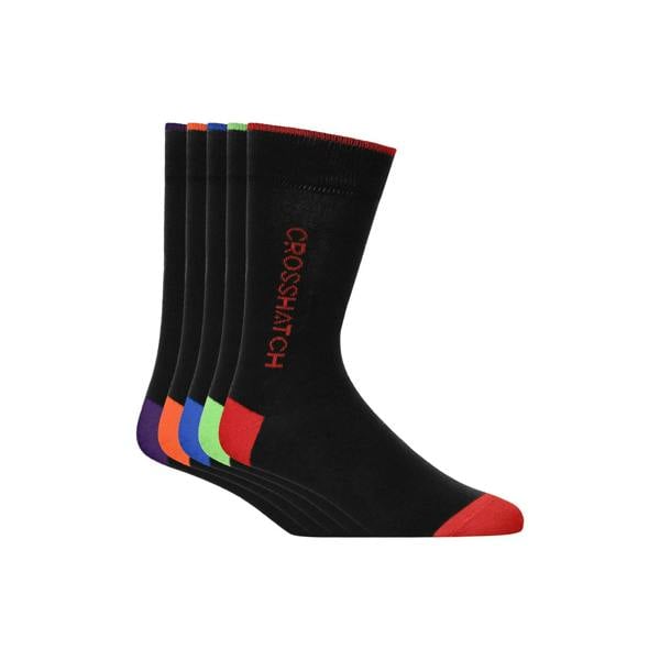 Crosshatch Mens Glowbow Crew Socks (Pack of 5) - Black/Multicoloured - 