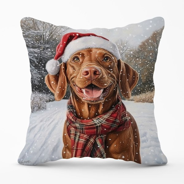 Warren Reed Christmas Vizsla Cushion