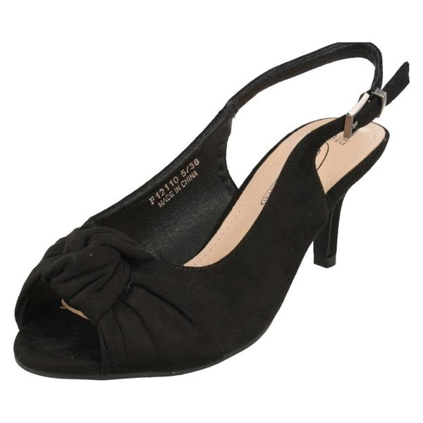Spot On Ladies Spot On Wide Fit Sling Back Shoes With A Kitten Heel F12110