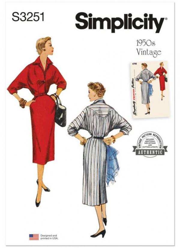Simplicity Sewing Pattern 3251, Dresses, Vintage Style for Women, N5 (10-12-14-16-18) - Easy