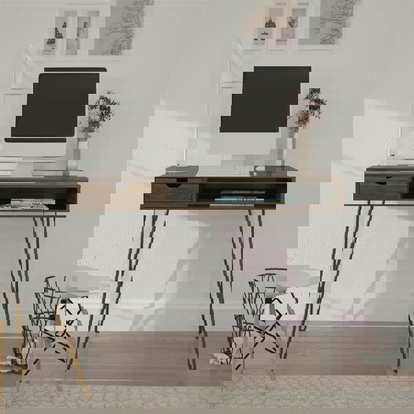 Dorel Home Concord desk with storage in walnut