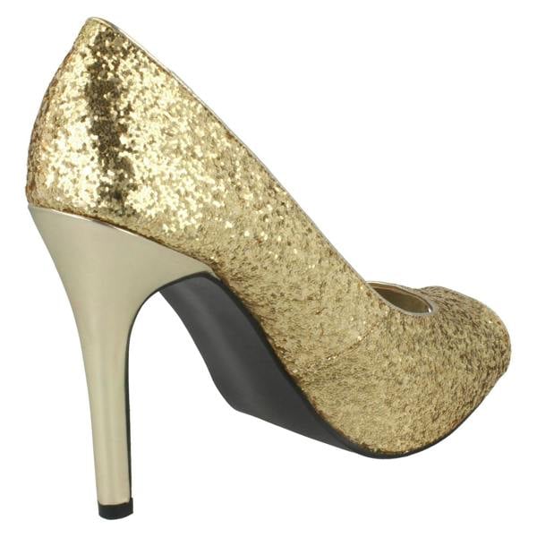 Spot On Ladies Spot On Glittery Slip On Party Heels
