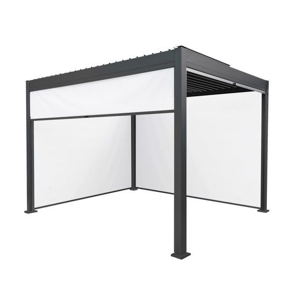 Monstershop Anthracite Aluminium Pergola With White Blinds - 3m x 3m