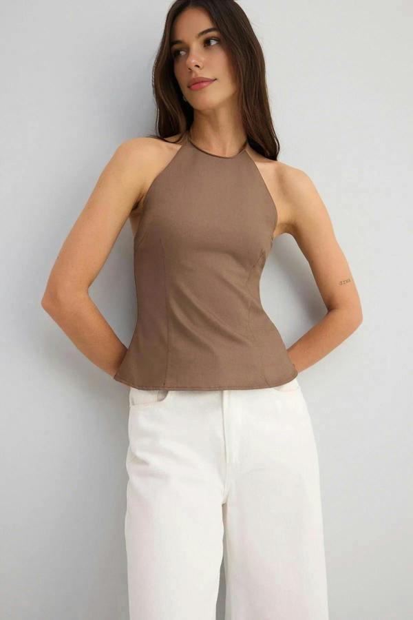 WOVCOR Thin-strapped Woven Blouse