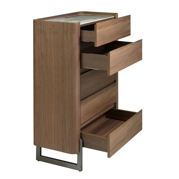 Angel Cerdá Walnut and metallic dark steel chiffonier with porcelain marble top 7153