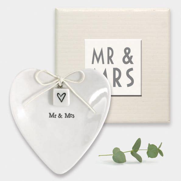 Porcelain Heart Dish – “Mr & Mrs” Wedding or Anniversary Gift