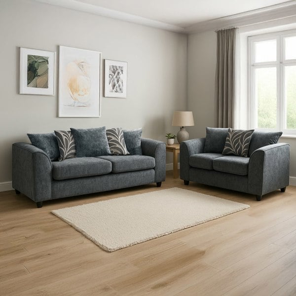 Furnishings For Less Zina Chenille Fabric Sofa Suite