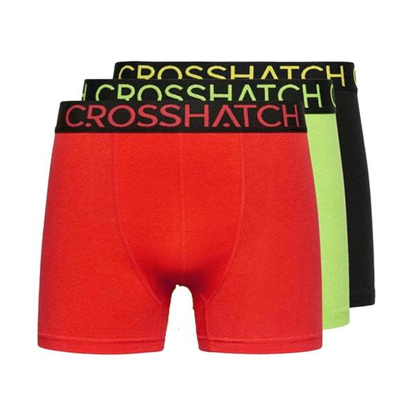 Crosshatch Mens Highlighter Boxer Shorts (Pack of 3) - Green/Red - 