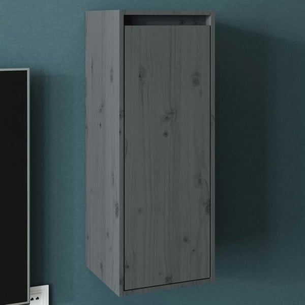 Berkfield Wall Cabinet Grey 30x30x80 cm Solid Wood Pine