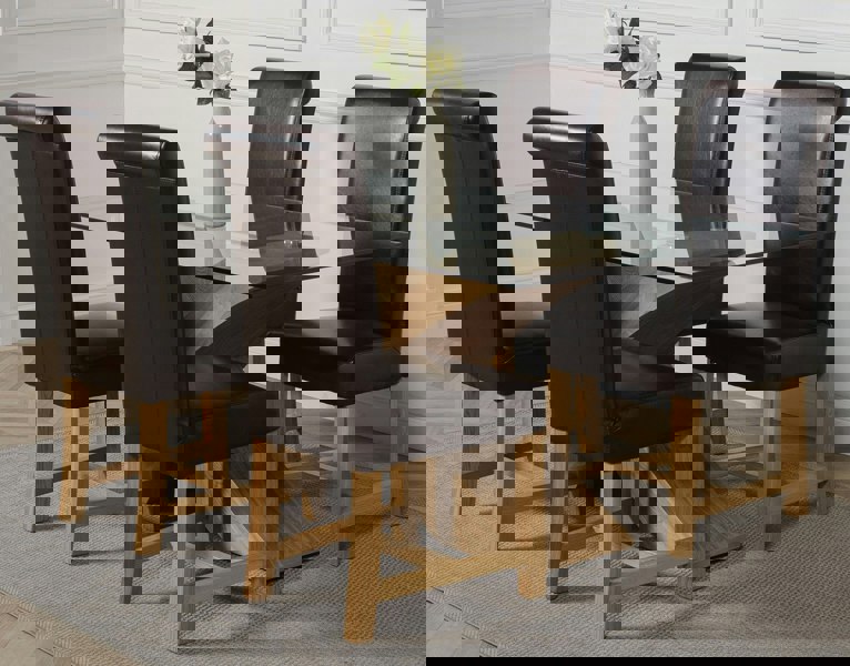 That's Furniture Valencia Oak Small Glass Dining Table & Washington Leather Chairs