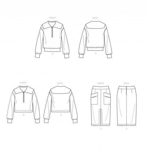 Simplicity Sewing Pattern 9182, Tops, Sweaters, Skirts for Women, H5 (6-8-10-12-14) - Intermediate