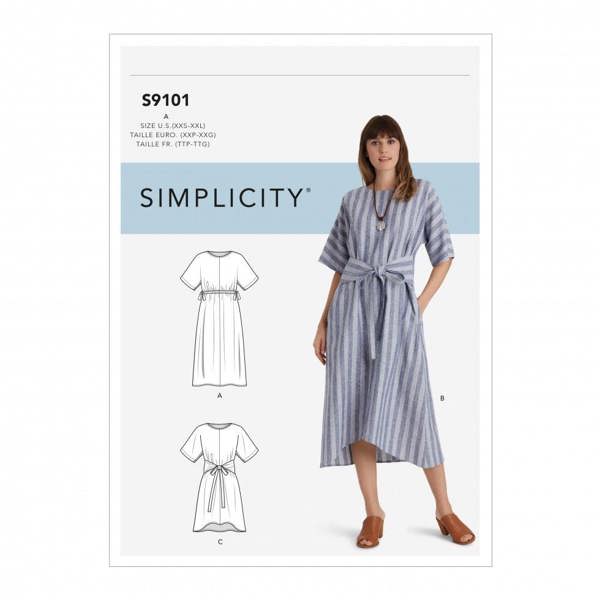 Simplicity Sewing Pattern 9101, Dresses for Women, A (XXS-XS-S-M-L-XL-XXL) - Intermediate