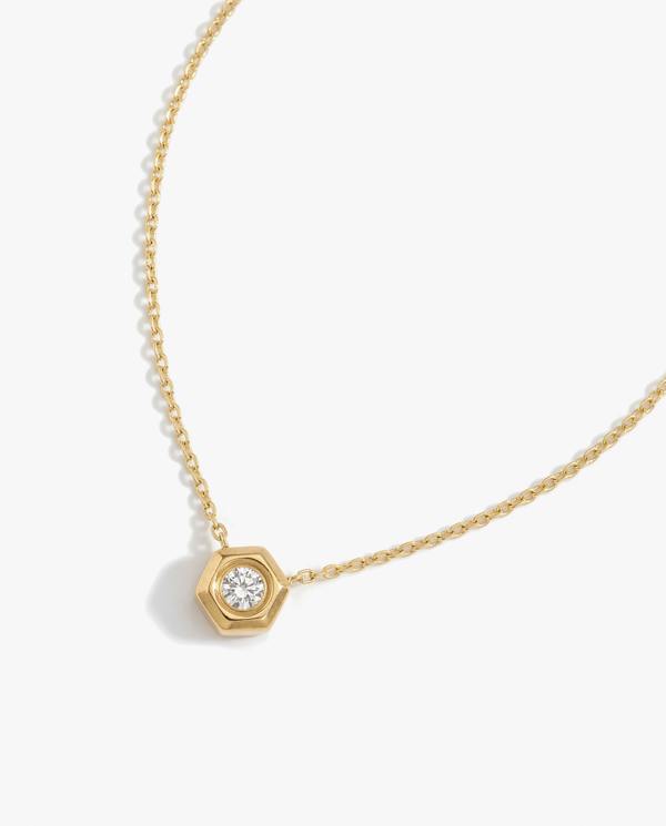 Elk & Bloom 14K Gold Solitaire Pendant Choker Necklace