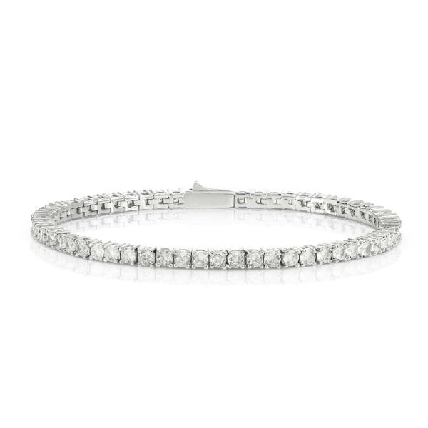 namana Silver 3mm Tennis Bracelet for Women with White Cubic Zirconia Stones