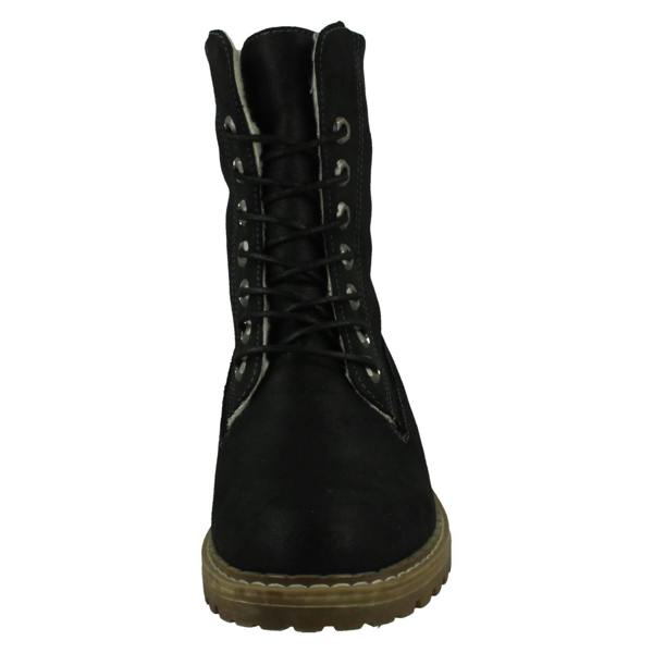 Spot On Ladies Spot On Mid Heel Lace Up Fleece Lined Calf Boots F51217