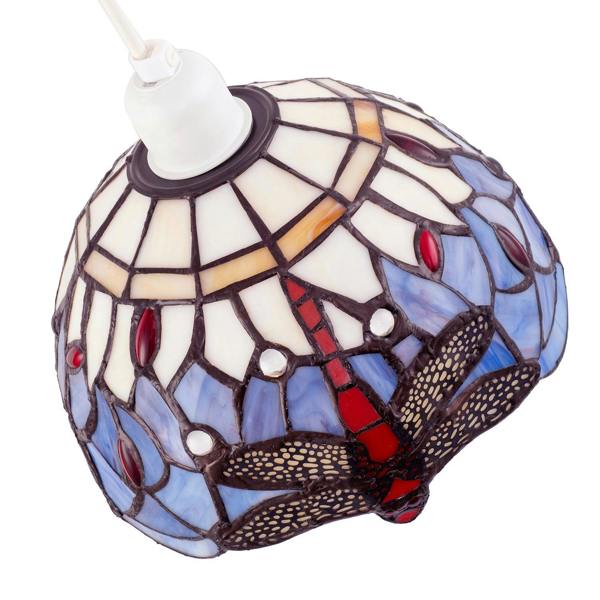 Lavender Purple Toned Stained Glass Dragonfly Tiffany Pendant Shade Image 3