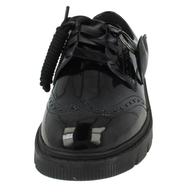 Clarks Girls Clarks Leather Removable Heart Charm Brogue Lace Up School Shoes Lorcam Lace