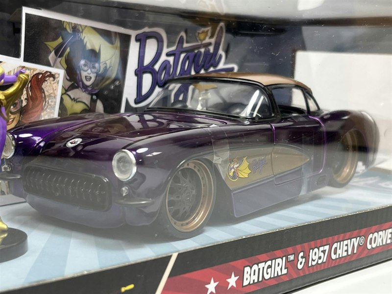 Jada Batgirl Figure and 1957 Chevy Corvette Purple 1:24 Scale Jada 253255007