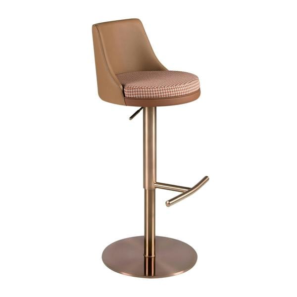 Angel Cerdá Swivel Stool in Terracotta Brown and Beige Fabric and Brown Leatherette 4229