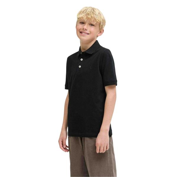 Jack And Jones Boys Cotton Slim Polo Shirt - Black - 