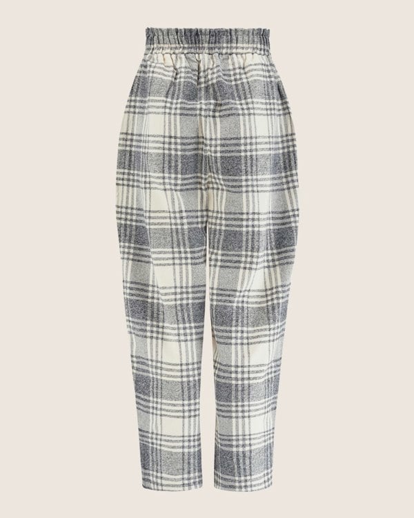 Kate Multicolour Brushed Check Print Barrel Leg Trousers - image 4