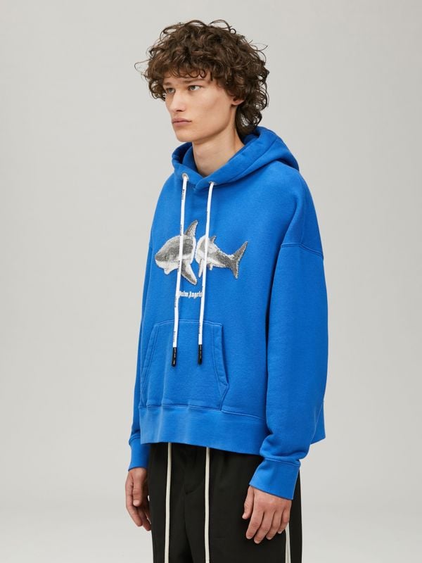 Palm Angels Shark Logo Hoodie - Bright Blue