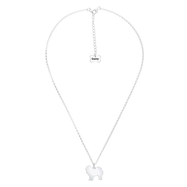 Chow Chow Silhouette Silver Necklace - Personalised - MYLEE London