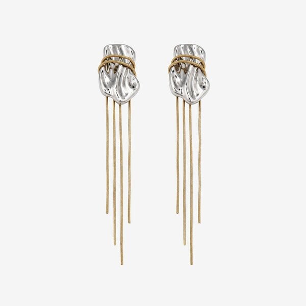 Uchi & Soto Nami Mixed Metals Chain Tassel Earrings