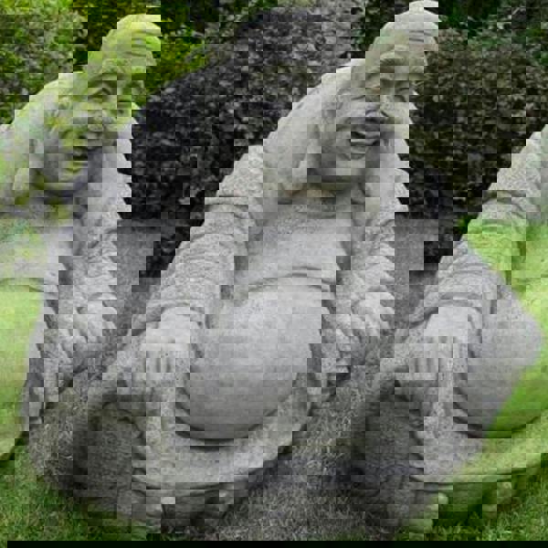 Large Stone Cast Laughing Fat Buddha Ornament