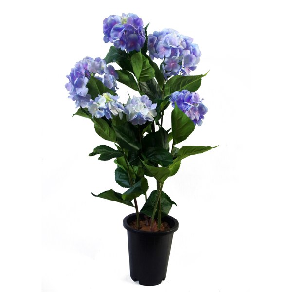 Leaf 90cm Artificial Hydrangea Plant Blue with 200 Flowers