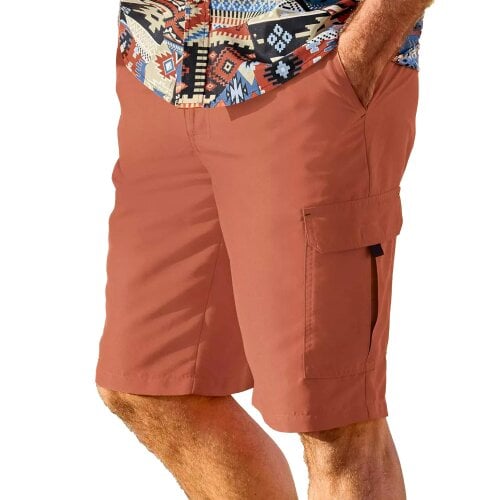 Atlas For Men Mens Microfibre Cargo Shorts - Terracotta