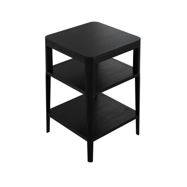 Wyld Haus Cananeia Black Wood Grain Two Shelf Bedside Table