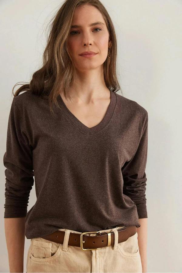 Hoxton Gal V-Neck Wool-Viscose Draped Sweater