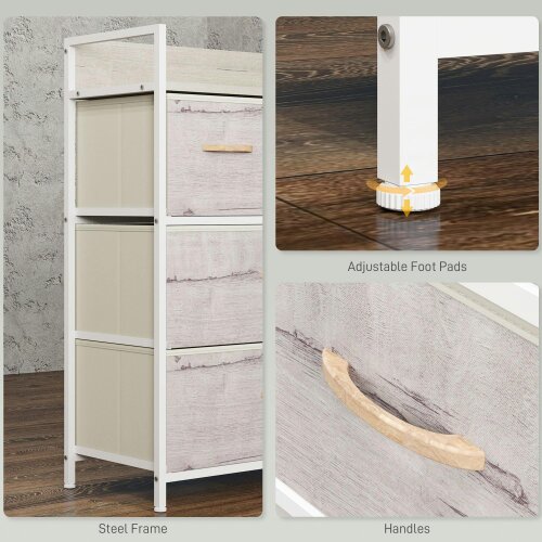 Wyld Haus Palike Grey and White Wood Effect 4 Drawer Storage Chest