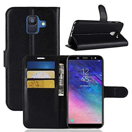 KAV - Samsung Galaxy J8 2018 Case, Premium PU Leather Wallet Flip Cover Case With KickStand and Card Slots for Samsung Galaxy J8 2018 (Black)